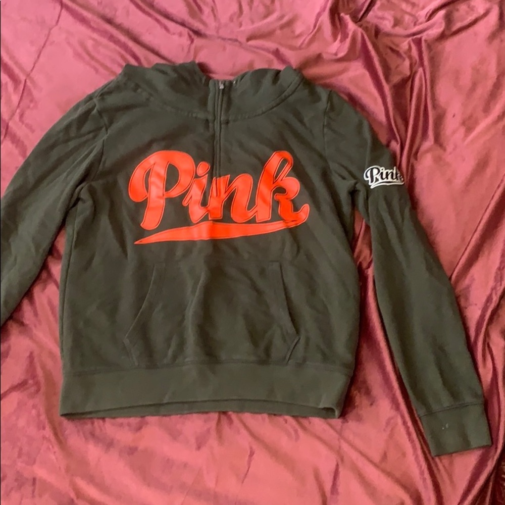 PINK Victoria Secret hooded quarter zip sweatshirt